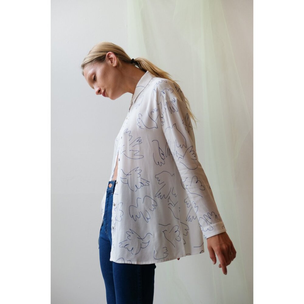 Paloma Wool birds print Leonidas button down shirt M L